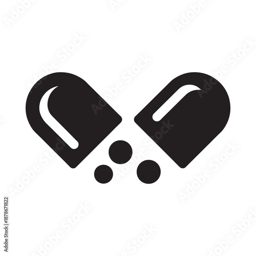 Opened capsule with small granules spilling out a common pharmaceutical form