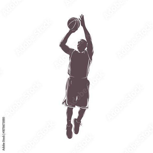 Basketball Player Dribbling Vector Set: Vintage Style Athletic Silhouettes and Sport Action Poses for Jersey Design and Team Branding
