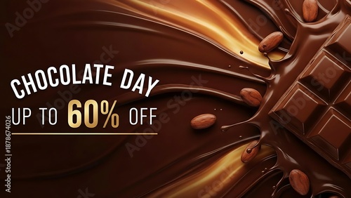 Chocolate Day Sale Image with Melted Chocolate and Bar