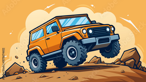 Off Road Jeep Adventure in Desert Illustration