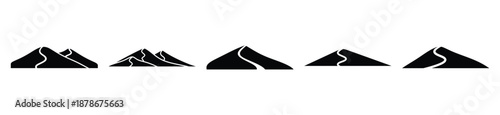 desert dune silhouette vector icon set, black color and white background
