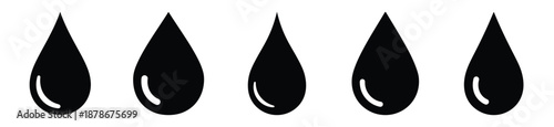 dew drop silhouette vector icon set, black color and white background