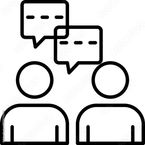 Two people with speech bubbles mentoring concept Icon