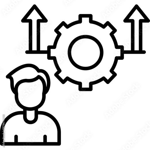 Person with gear and arrows upward Icon