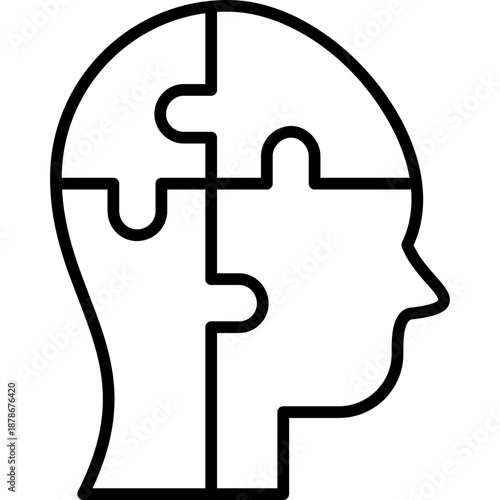 Head silhouette with puzzle pieces Icon