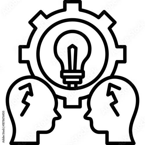 Two heads with gear and lightbulb Icon
