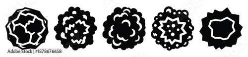 hailstone silhouette vector icon set, black color and white background