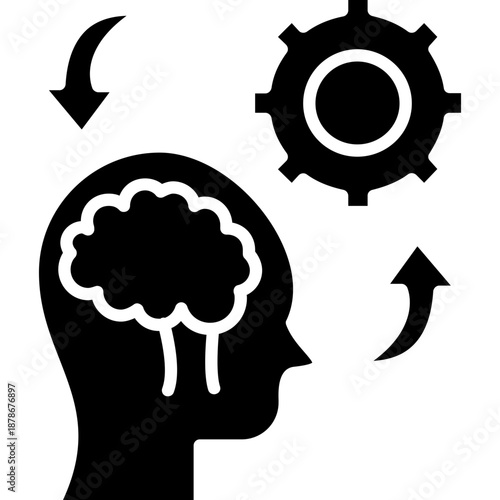 Head with arrows and gear Icon