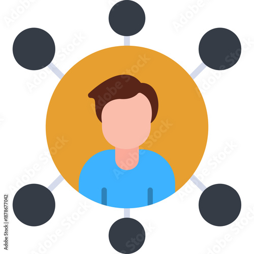 Person connected to nodes Icon