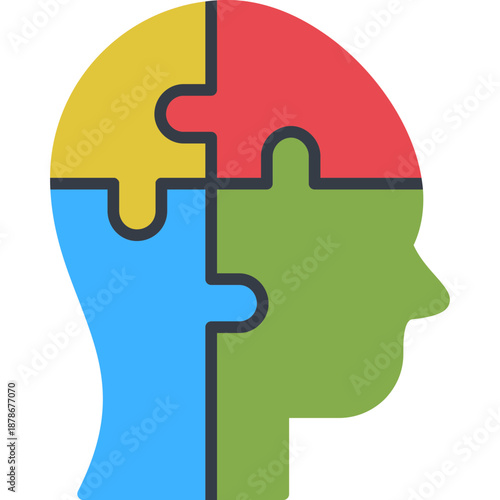 Head silhouette with puzzle pieces Icon