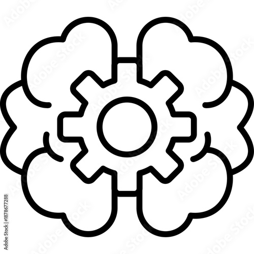 Brain with gear center Icon