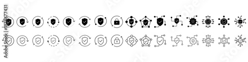 Protection vector icon set. Defense Illustration sign collection.  Security symbol. safety logo.
