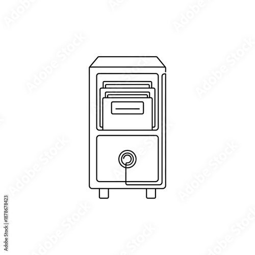 Minimalist Line Art Illustration of a Vintage Post Box with Mail Slots