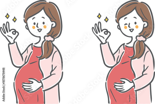 OKサインをする妊婦さん　ベクター