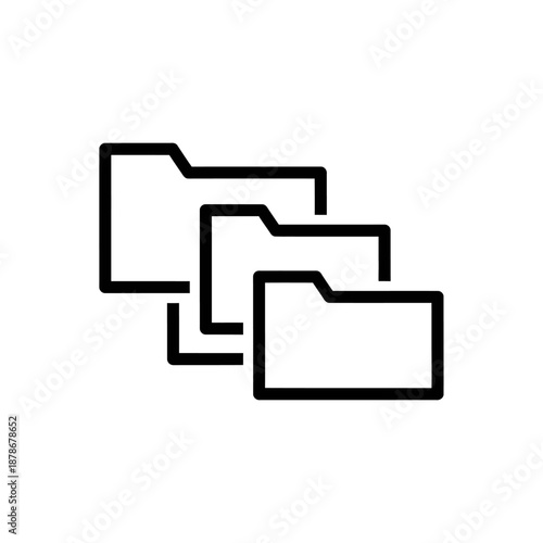 Minimalist Outline of Multiple Folder Icons for Digital File Organization