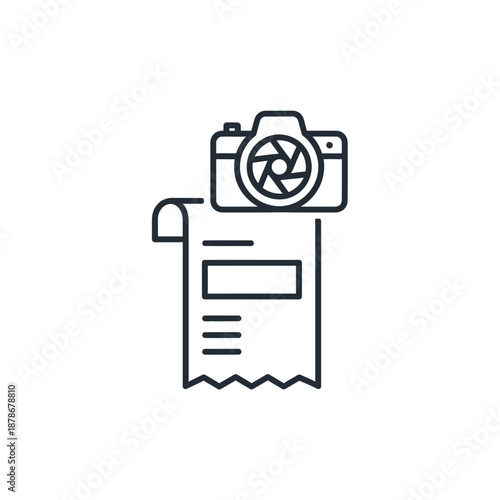 Minimalist Line Drawing of Camera and Receipt for Photography and Tech Concept