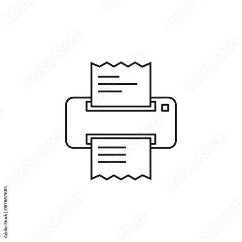 Modern Line Art Illustration of a Printer with Printed Documents for Business and Technology Concepts