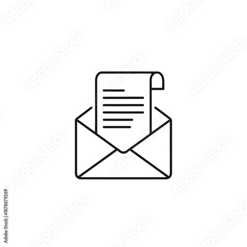 Open Envelope with Document Inside for Business Communication and Correspondence