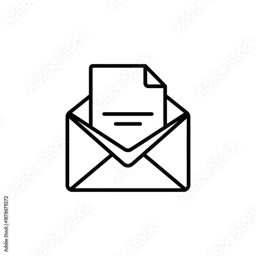 Open Envelope with Document Inside for Business Communication or Mailing