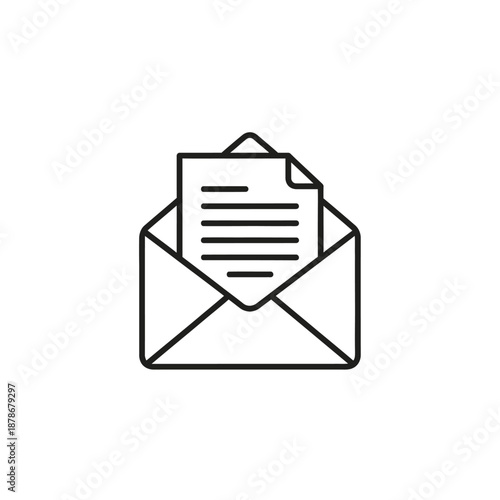 Open Envelope with Document Inside for Email Correspondence and Business Communication