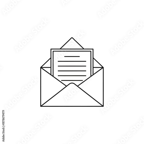 Open Envelope with Letter Inside for Business Communication and Correspondence