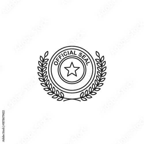 Official Seal Emblem with Star for Certification and Authenticity Badge Design