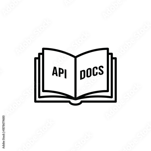 Open Book Icon with API and Docs Text for Digital Documentation and Programming Resources