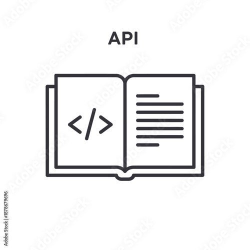 Open Book Illustration with Coding Symbols and Text for Educational or Technical Use