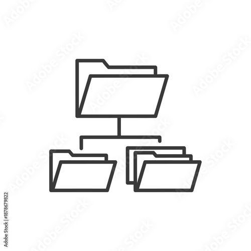 Organizational Folder Hierarchy Icon for Digital File Management and Data Organization