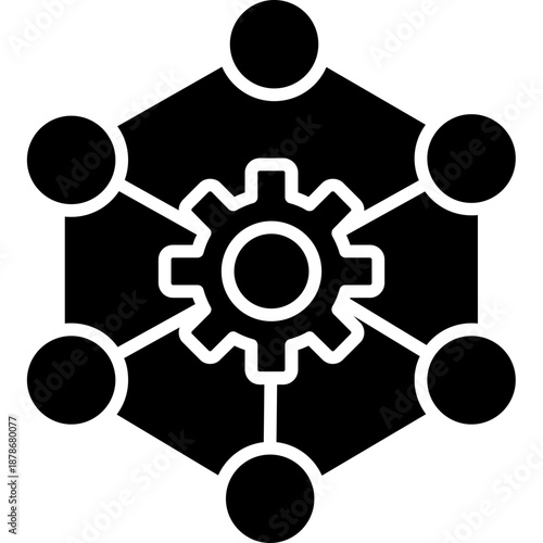 Connected nodes with gear Icon