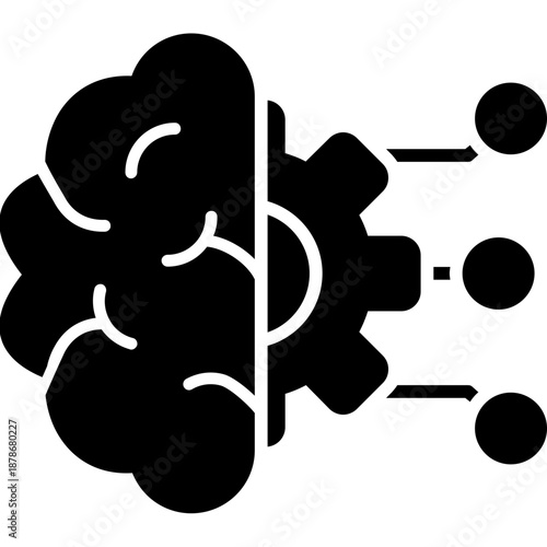 Brain with connected nodes Icon