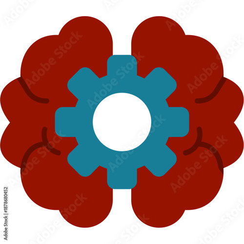 Brain with gear center Icon