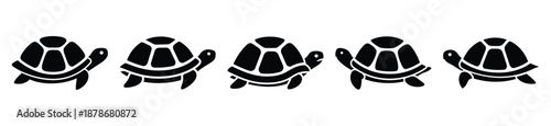 turtle shell silhouette vector icon set, black color and white background