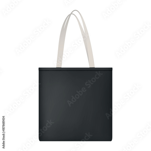 Black fabric shopper bag with handles for daily use and shopping in urban settings