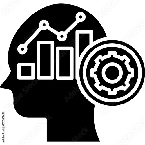 Head with charts and gear Icon