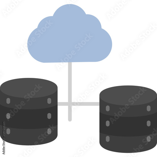 Cloud connected to databases Icon