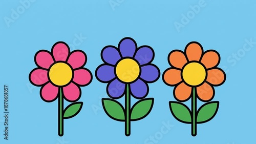 set of simple flower Flat 2D vector outline illustration