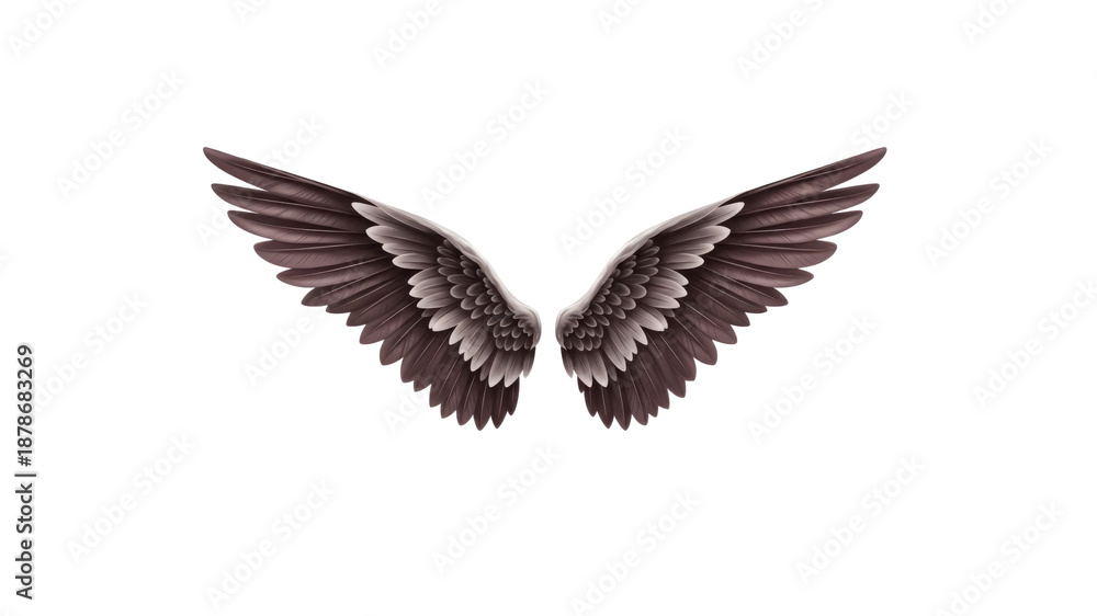Obraz premium Angel wings feathered on Transparent Background