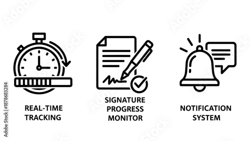 Real-time Tracking and Progress Monitor with Notification System Icons