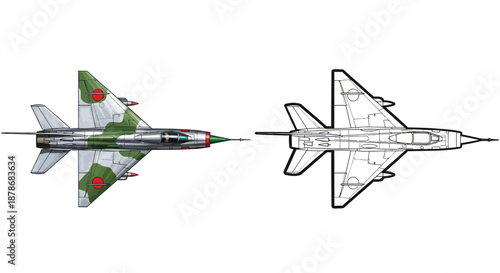 Soviet vs NATO Jet Fighters Top View Comparison Design and Performance Detail Diagram