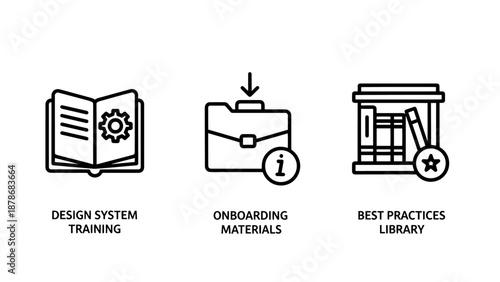 Design System Training and Onboarding Material Icons for Employee Learning and Best Practices