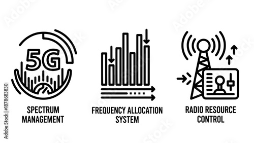 Wireless engineering icons for spectrum management frequency allocation system and radio resource control