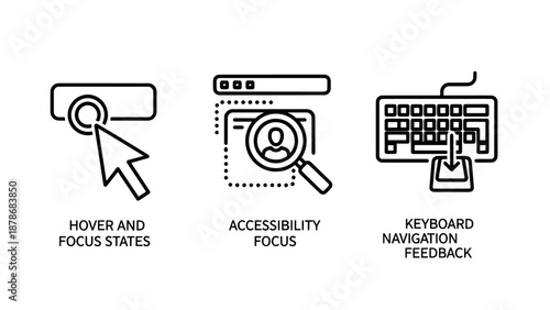 Web accessibility icons for hover and focus states keyboard navigation feedback and inclusive design