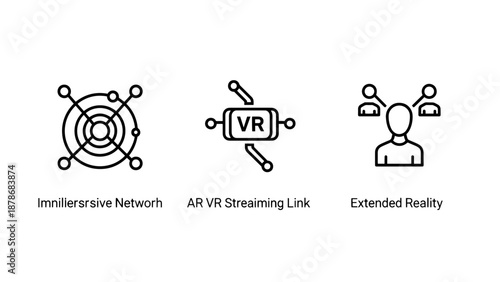 Extended Reality and AR VR Streaming Link Icons Representing Immersive Network Connectivity and Virtual Digital Environments