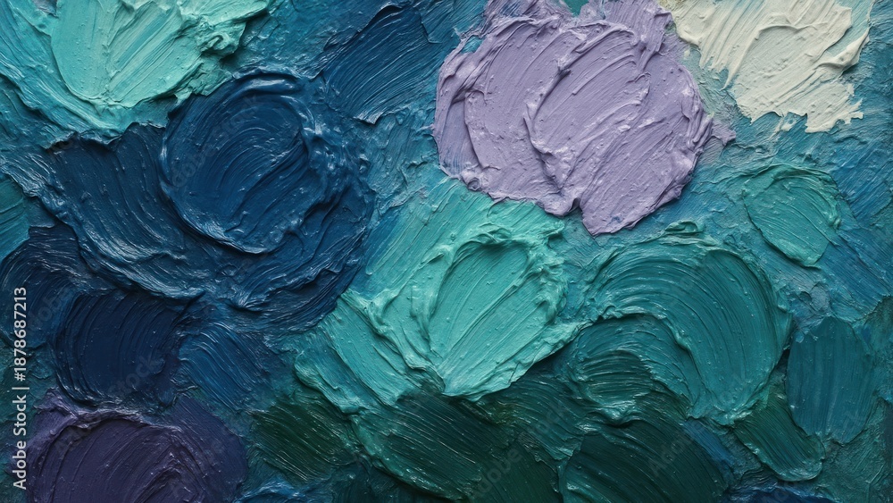 Obraz premium Textured abstract blue green painting