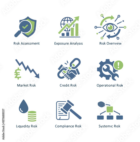 Abstract icon set for data security and information analysis