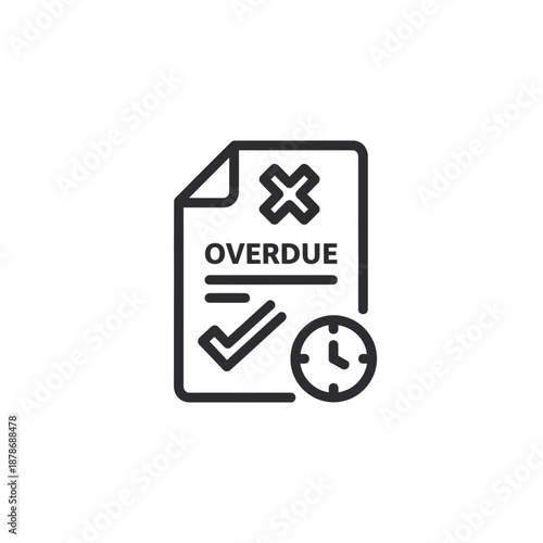 Overdue Invoice Reminder Document with Clock Icon for Payment Delay Notification