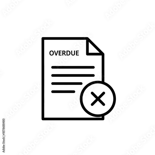 Overdue Notice Document Icon with Cancellation Mark for Time Management
