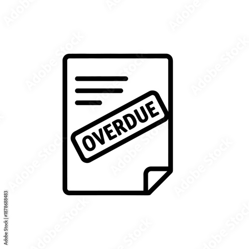 Overdue Notice Document Icon Symbol for Payment Reminder or Late Bills