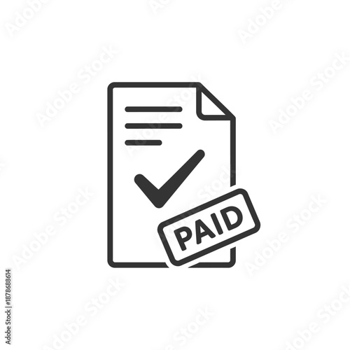 Paid Invoice Document with Checkmark and Payment Stamp for Financial Transactions